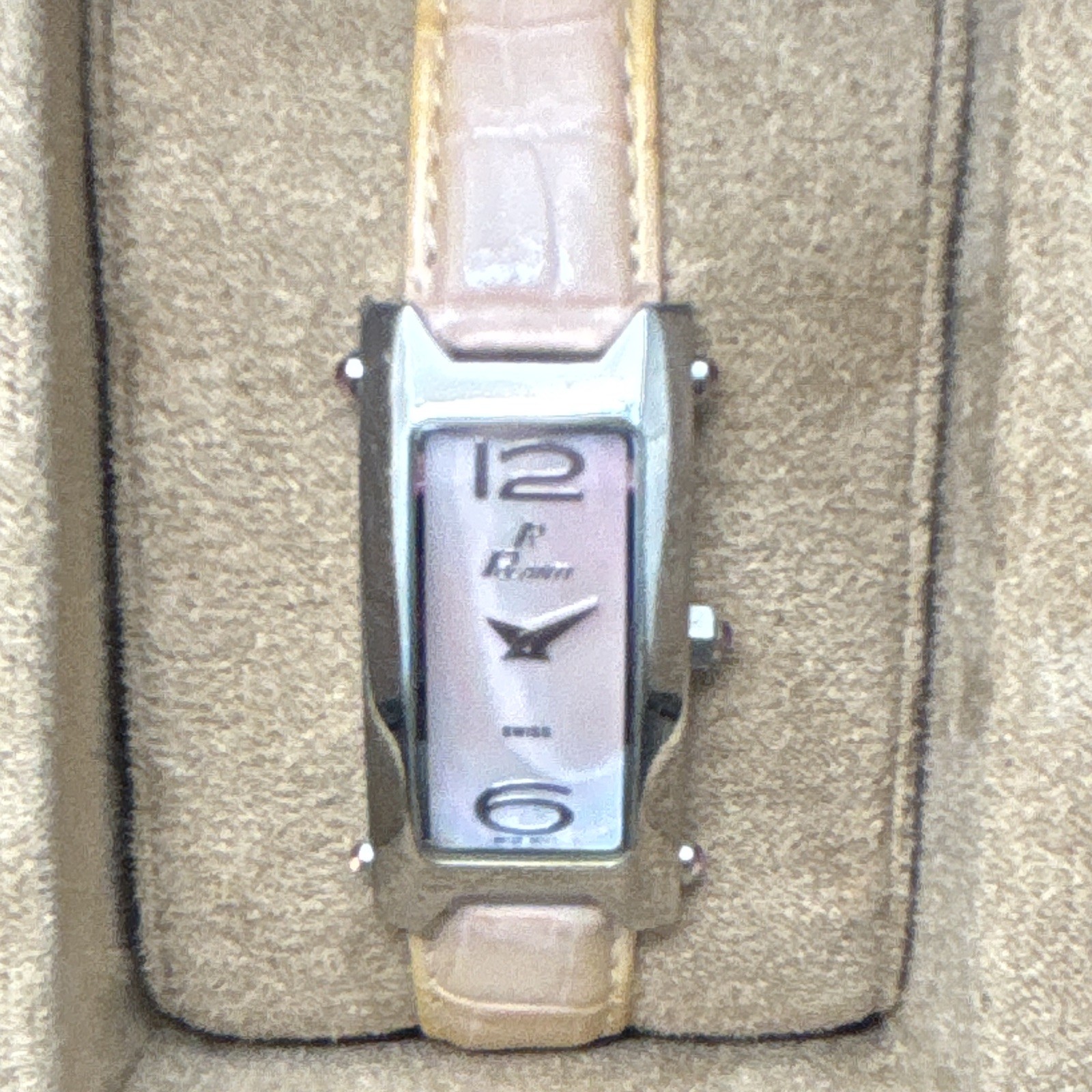 Polanti Women’s Rectangle Dress Watch Quartz Silver Dial Beige Leather Strap Box