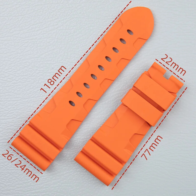 24mm 26mm FKM Rubber Watch Band Strap Fits Panerai Luminor Submersible Marina
