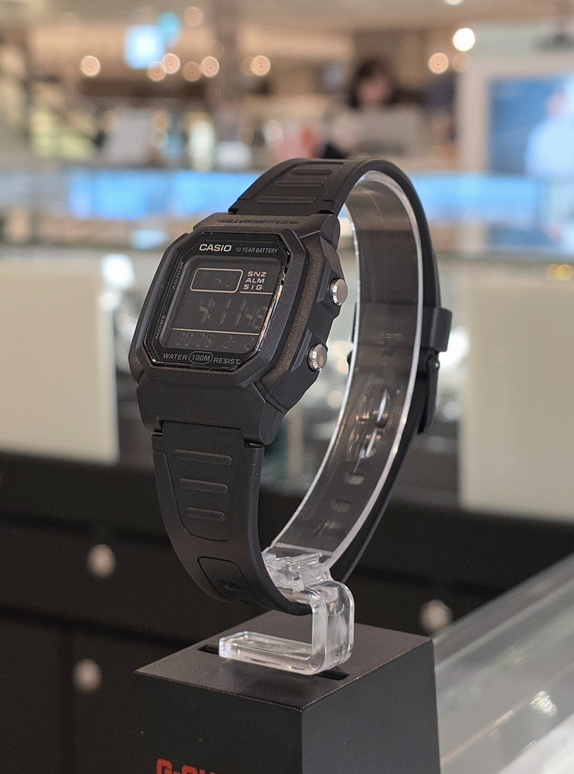 Casio W-800H-1BVDF Black Digital Watch 100M Dual Time 10-Year Battery