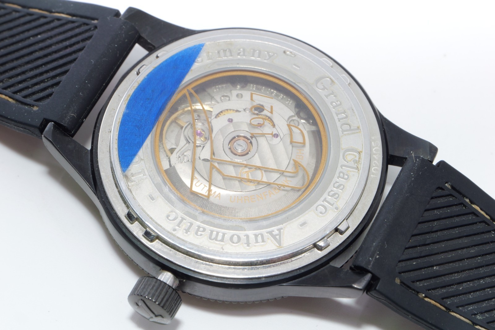 Tutima Grand Classic automatic black PVD watch. Rf 62811. Made in Germany