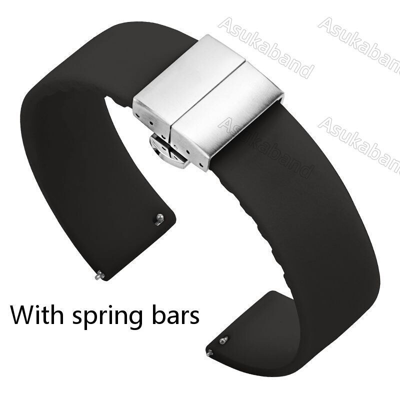 Silicone Watch Strap 18mm 20mm 22mm 24mm With Butterfly Buckle Rubber Bracelet