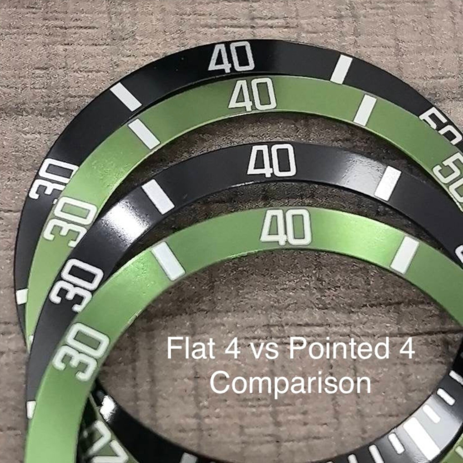 HORLOGEAR (Black) Flat 4 Bezel Insert for Rolex Submariner 16610LN 16800 PEARL