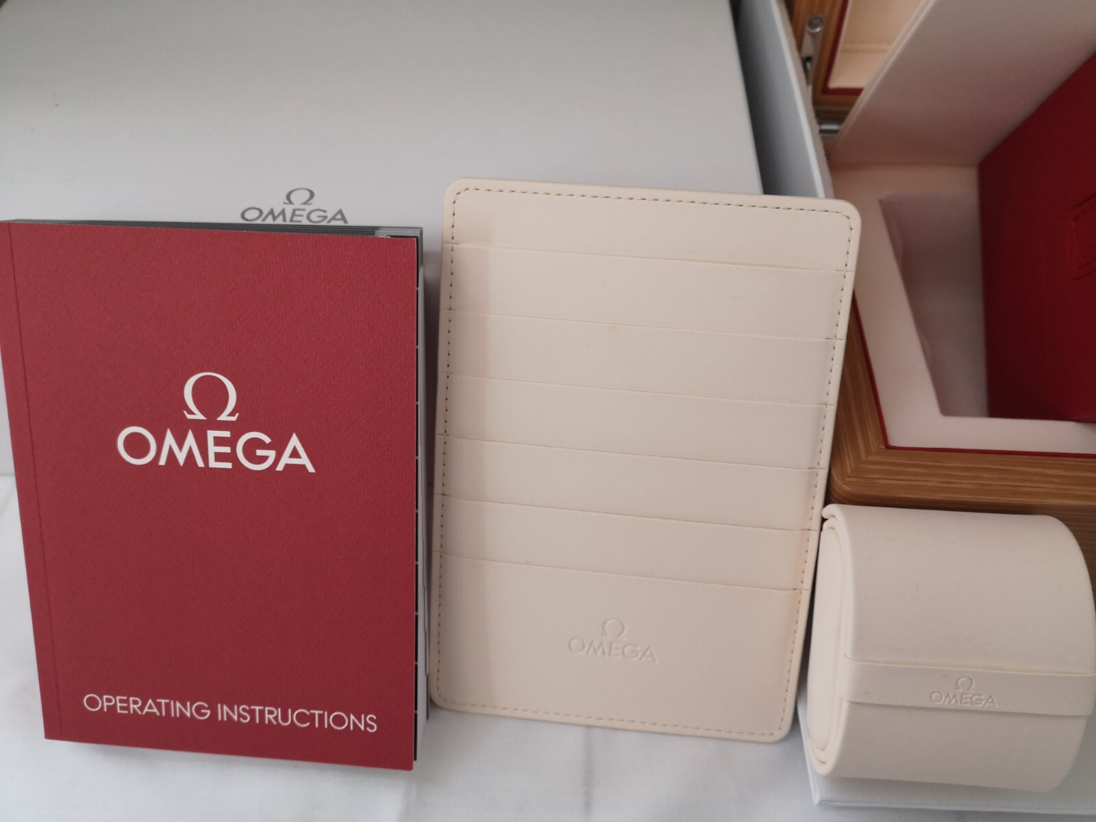 Omega Authentic Wooden Watch Box With Travel Red Cube Box Latest Model New