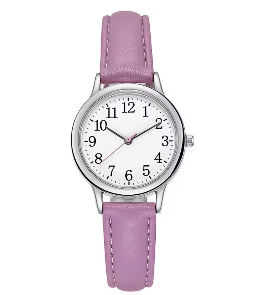 Elegant Fashion Quartz Leather Women’s Watch Large Numbers Dial 3.1cm