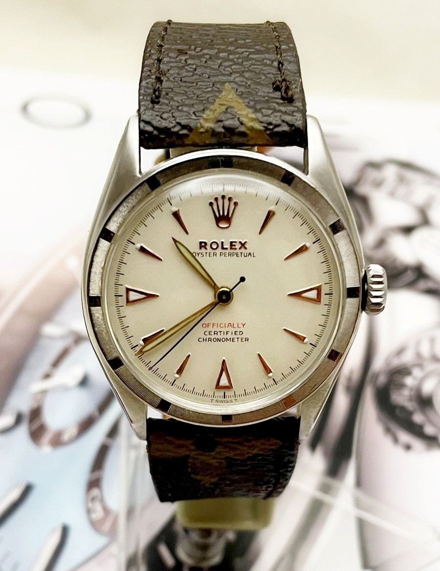 VINTAGE 1962 ROLEX 6103 SEMI-BUBBLEBACK BOMBAY DIAL SERVICE and WARRANTY!