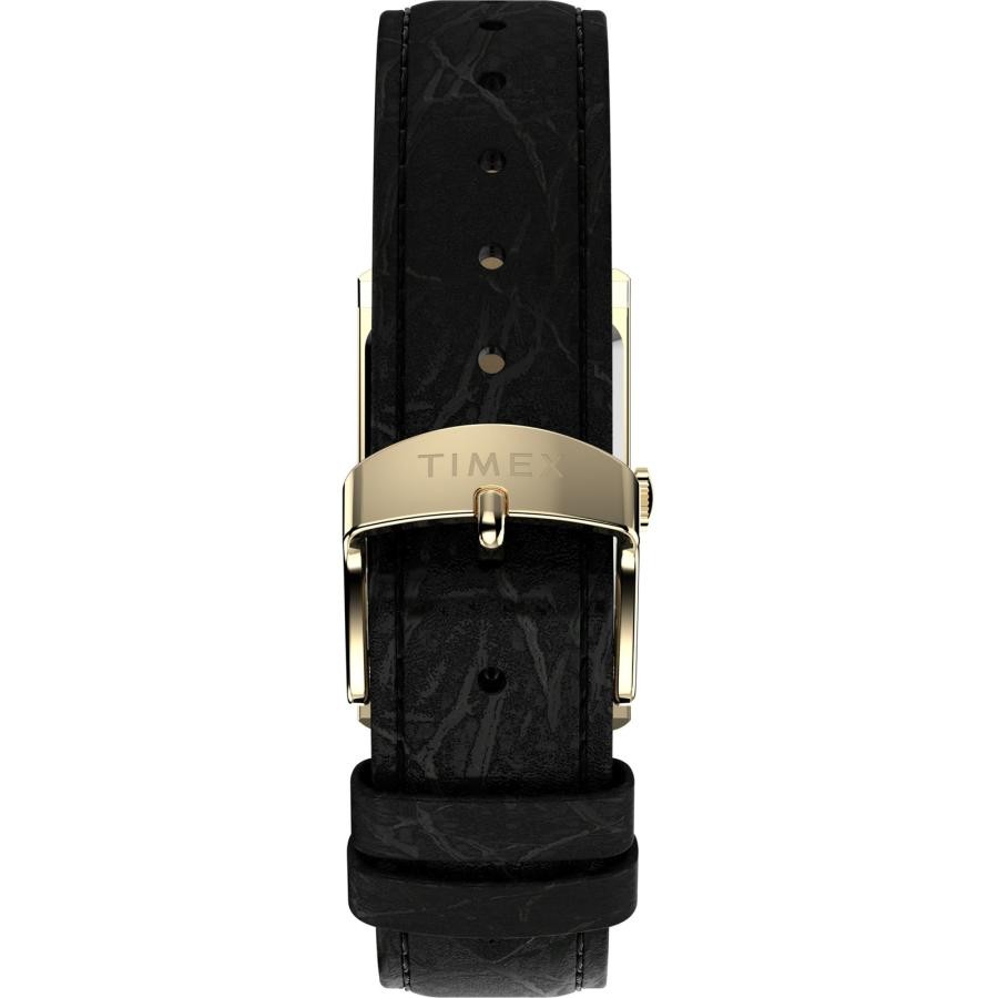 Timex 1976 Lexington Reissue TW2Y56200 Gold Dress Watch Black Leather Strap Box