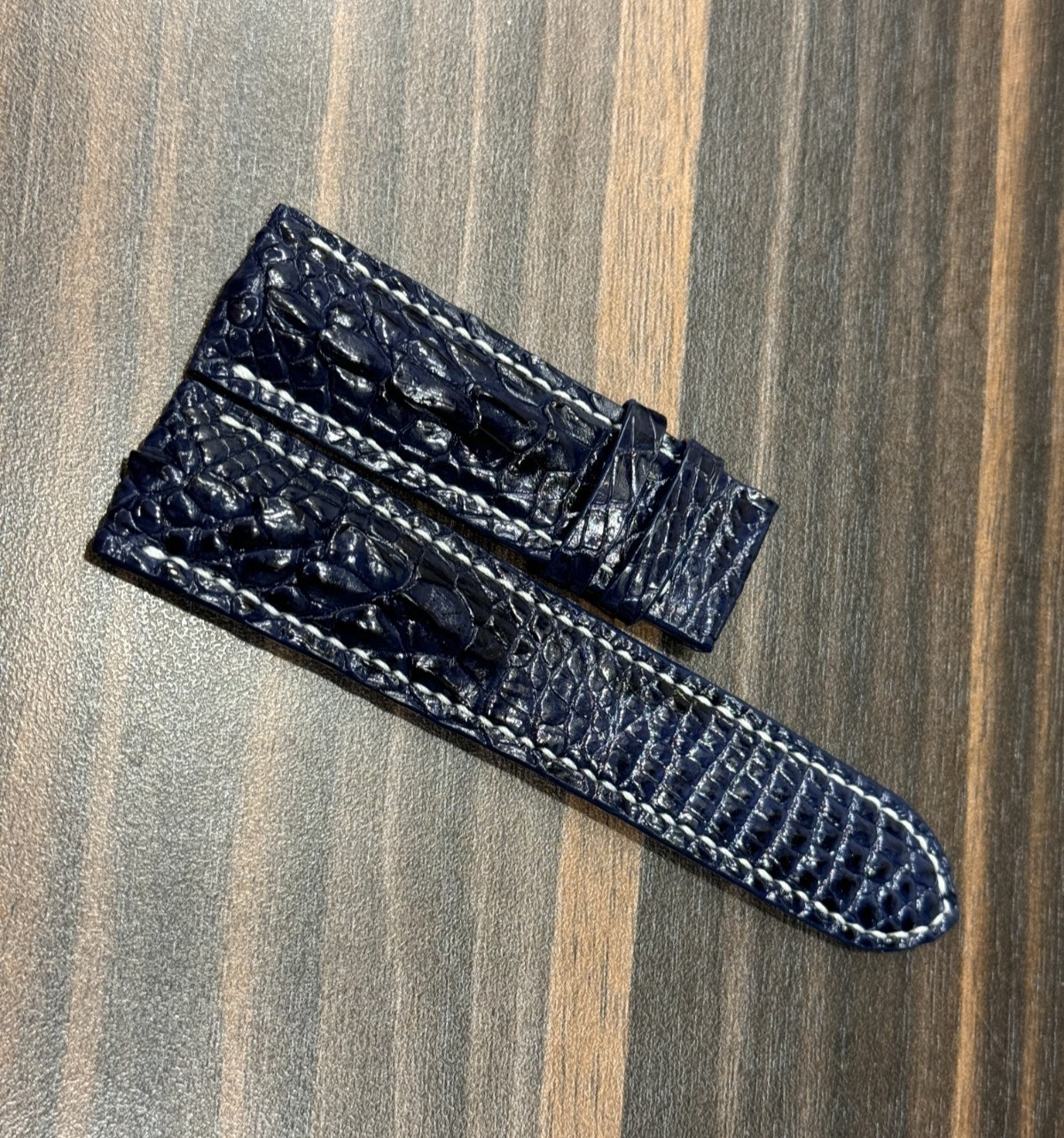 Navy Blue Handmade Croc Legs Skin Leather Watch Strap Band 18mm/24mm