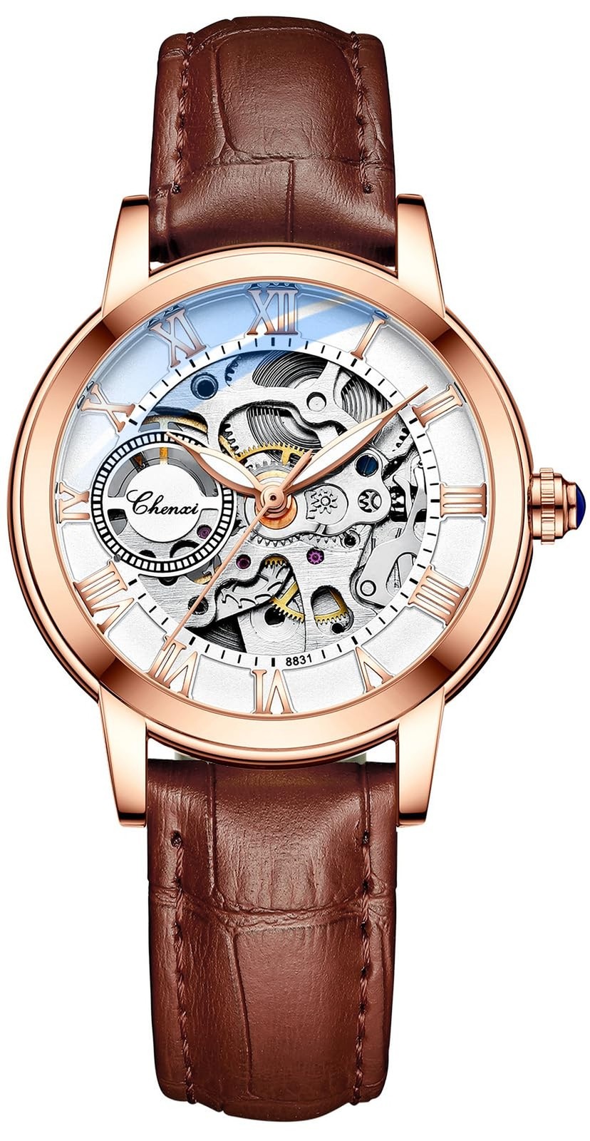 MASTOP Women’s Sapphire Watches Automatic Steampunk Self Winding Mechanical G…
