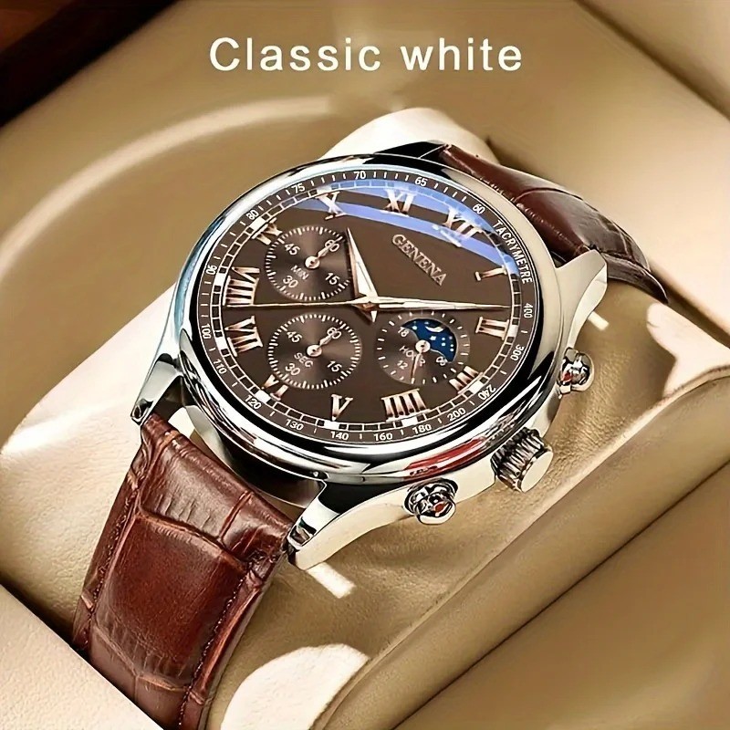 Fashion Men Business Watches Casual Leather Strap Quartz Watch for Men