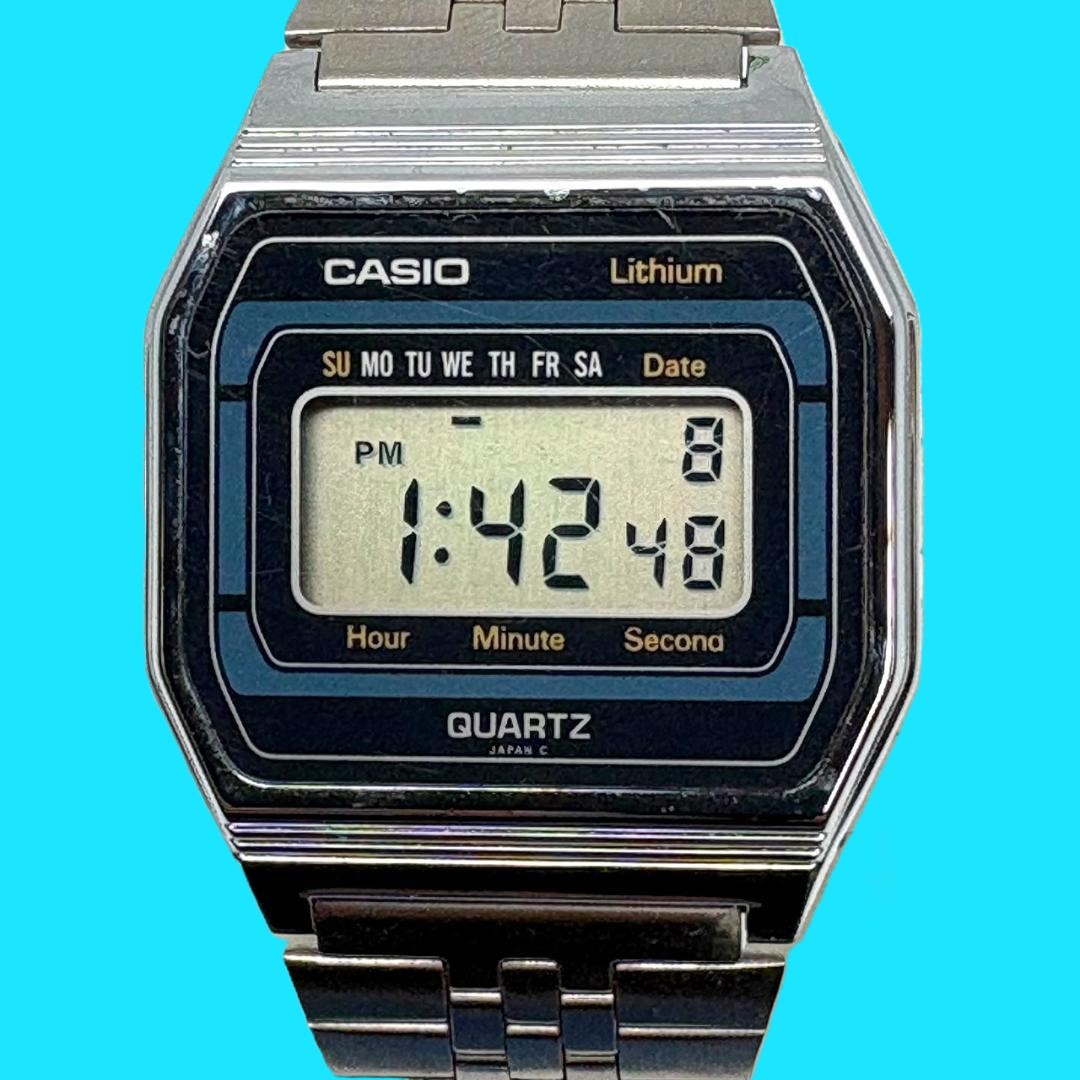 Vintage Casio Lithium Quartz 155 B817 Digital Watch Japan Made SS Band New Batt