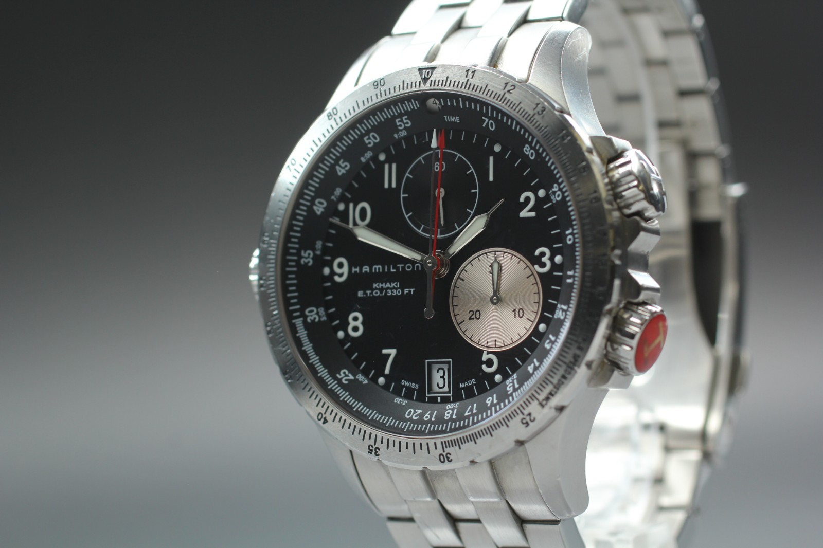 【EXC+5】 Hamilton Khaki ETO H776120 Black Dial Date Quartz Men’s Watch from JAPAN