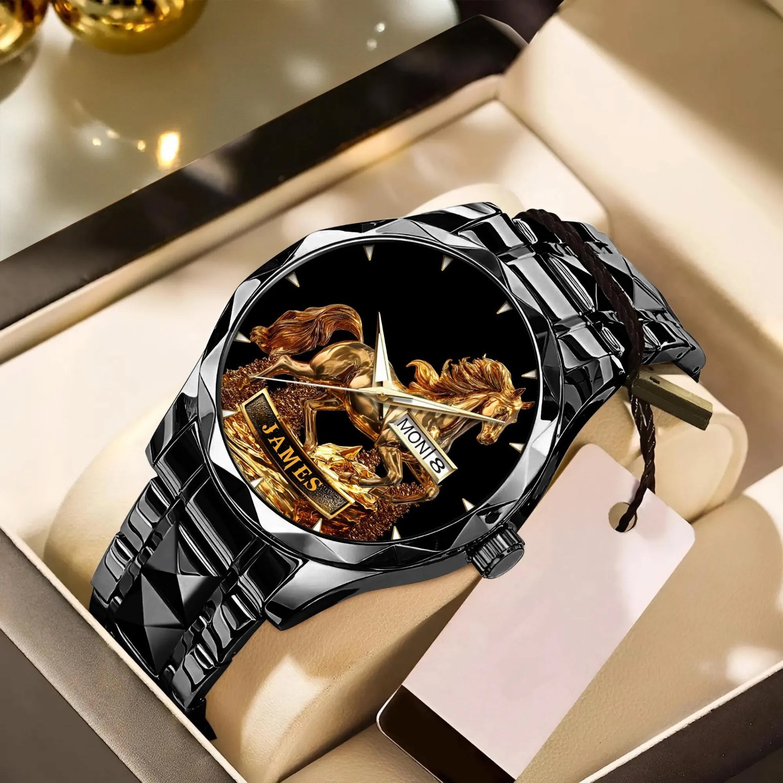 Personalized Horse Mens Watch Luxury Horse Lover Gift For Dad Husband Him