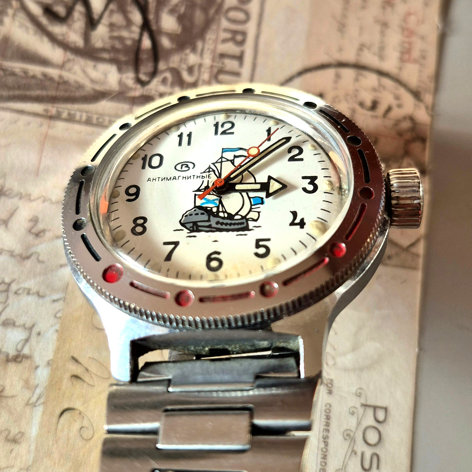 Vintage Vostok Amphibia Sailboat USSR 80s Mechanical Watch Wostok Amfibia