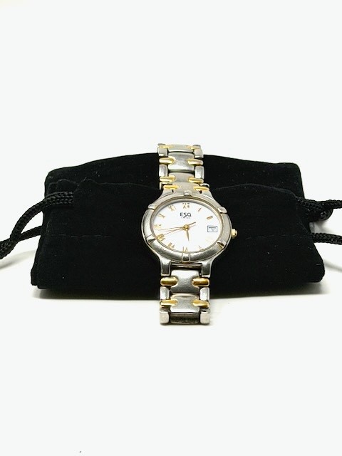 ESQ SWISS MOVADO 100275B VINTAGE WOMENS TWO-TONE WATCH