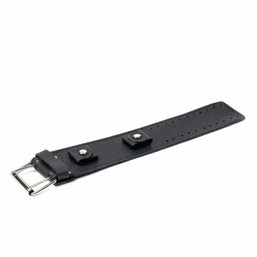Wide Genuine Leather Handmade Watchband – Black