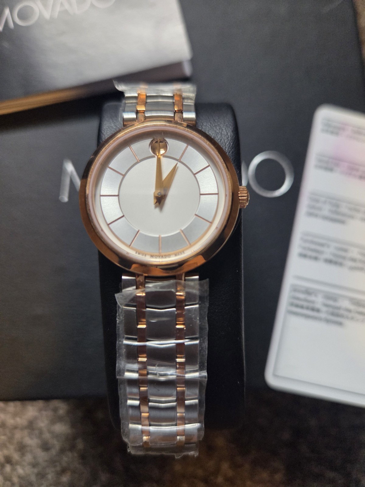 Movado women’s watch, Two-tone stainless steel and rose gold-tone bracelet