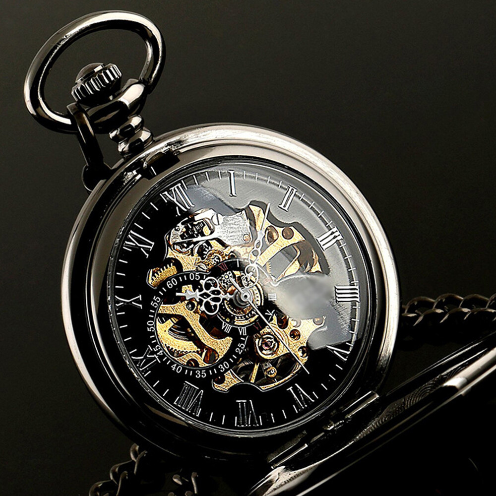 Antique Retro Steampunk Hollow Gear Hand Winding Mechanical Windup Pocket Watch