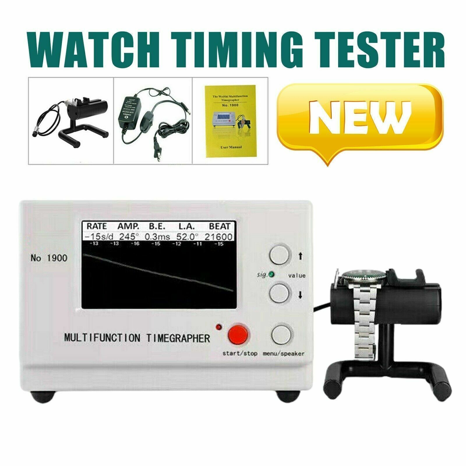 Weishi No.1900 Timegrapher Mechanical Watch Timing Machine Multifunction New