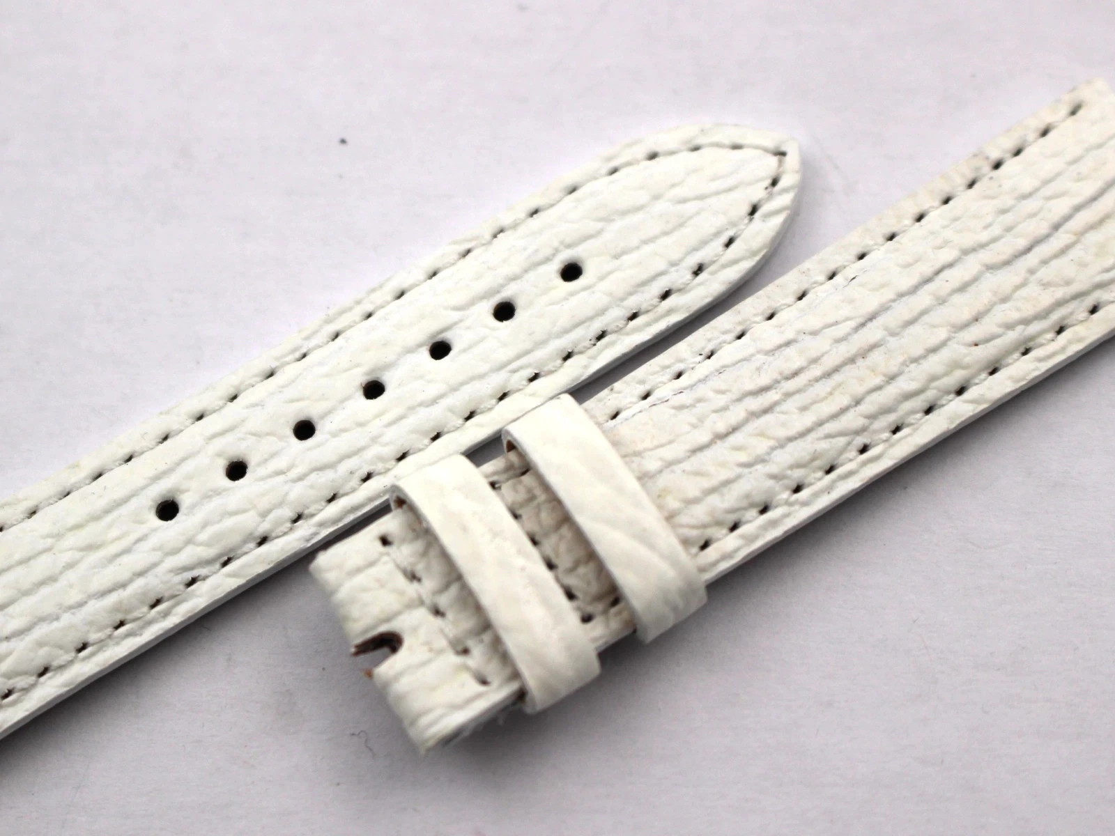 Genuine White Shark Leather Strap 18mm Limited Edition Embossed Scales