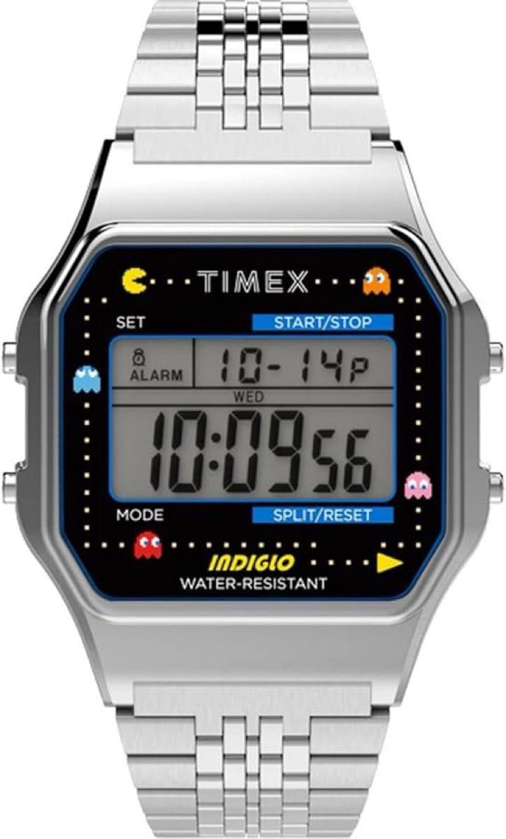 TIMEX x PAC-MAN T80 34mm watch, Pac-Man collaboration, silver, unisex.
