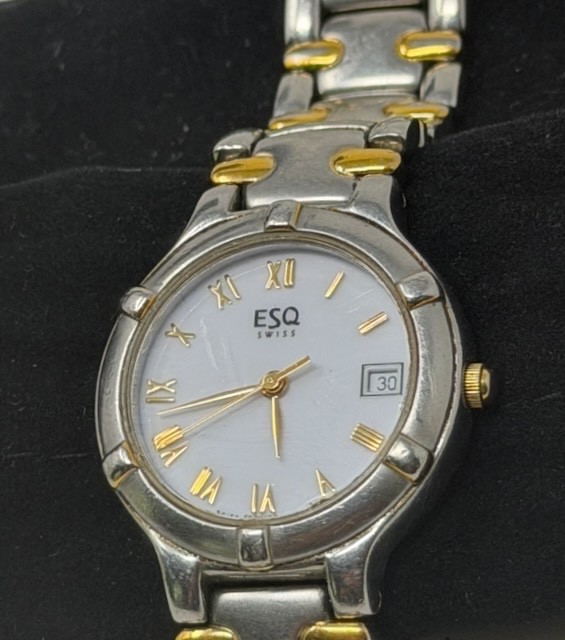 ESQ SWISS MOVADO 100275B VINTAGE WOMENS TWO-TONE WATCH