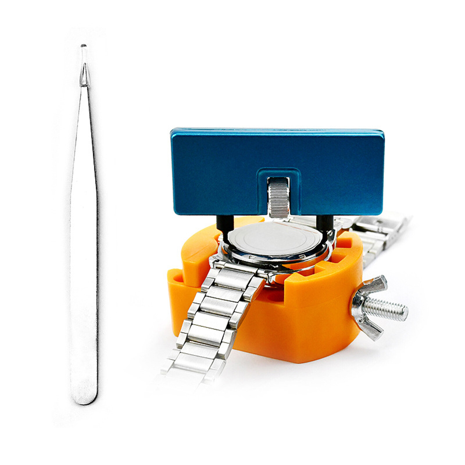 Watch Repair Tool Kit Open the Watch Back Cover Tweezers+Holder+Case Opener