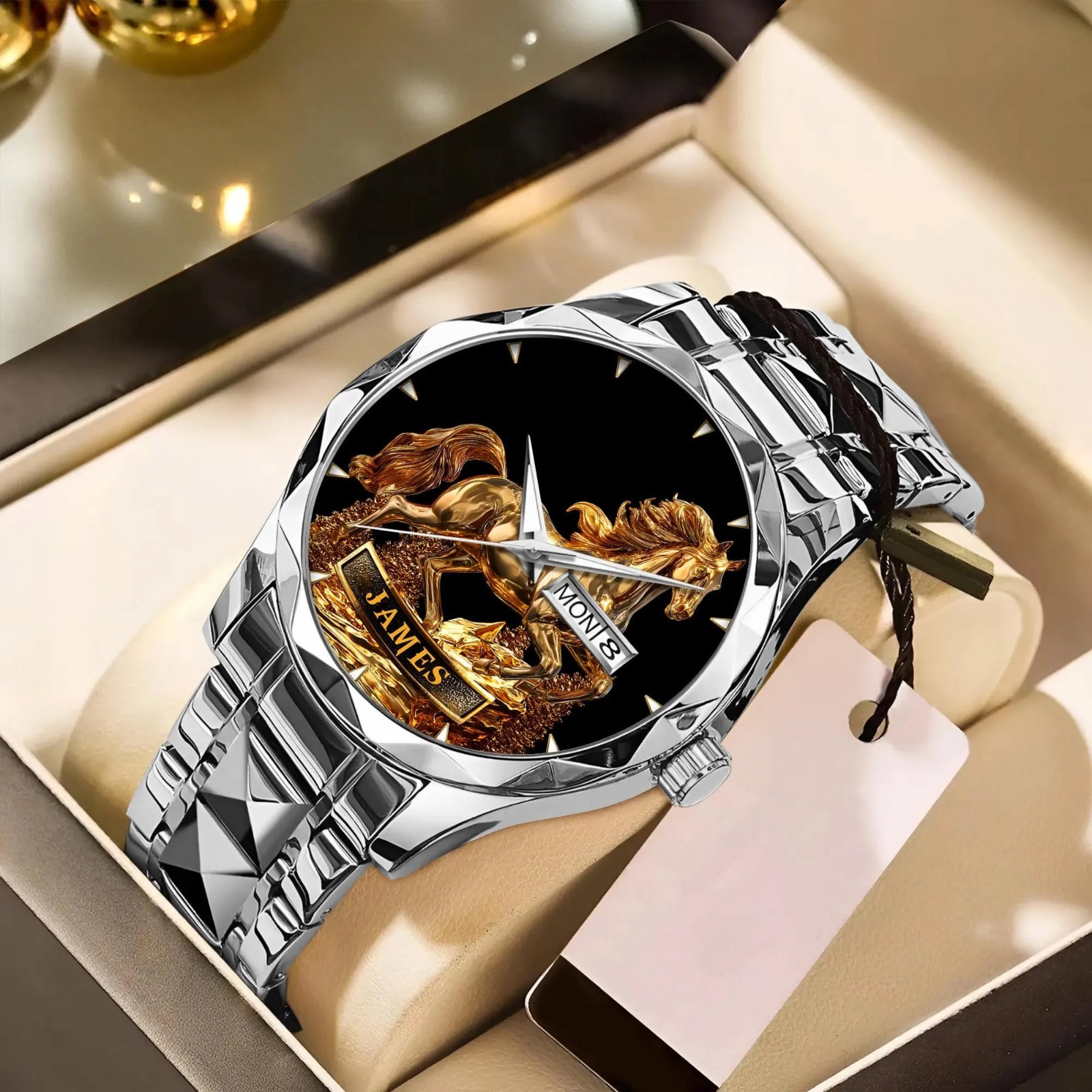 Personalized Horse Mens Watch Luxury Horse Lover Gift For Dad Husband Him
