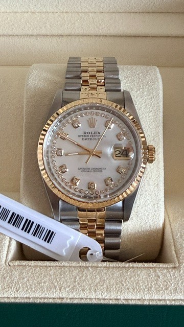 Rolex Datejust 16233 Two-Tone 18KY & SS White MOP Diamond Watch