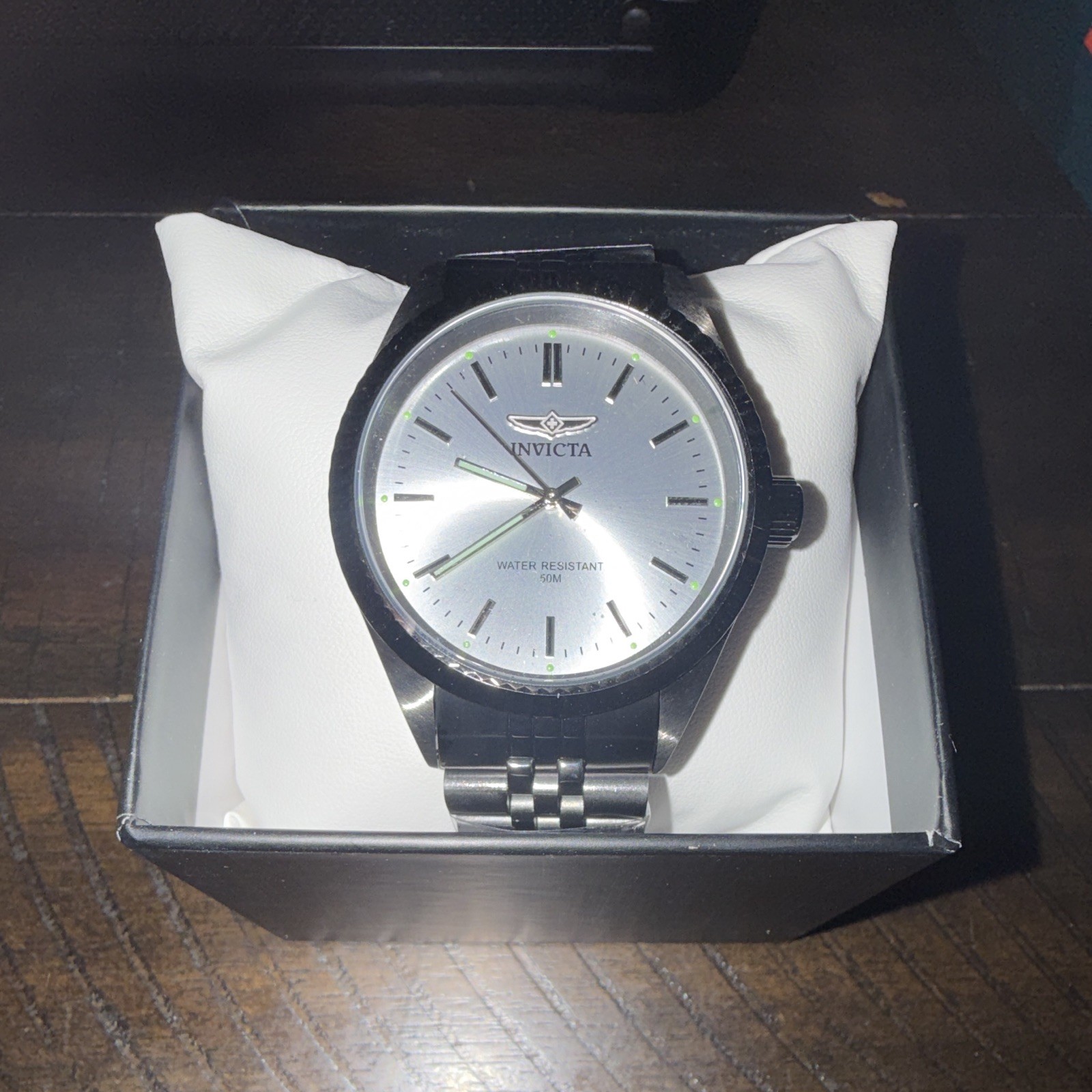 Invicta Specialty Serrate Men’s Watch – 40mm, Black Steel Bracelet Silver Dial