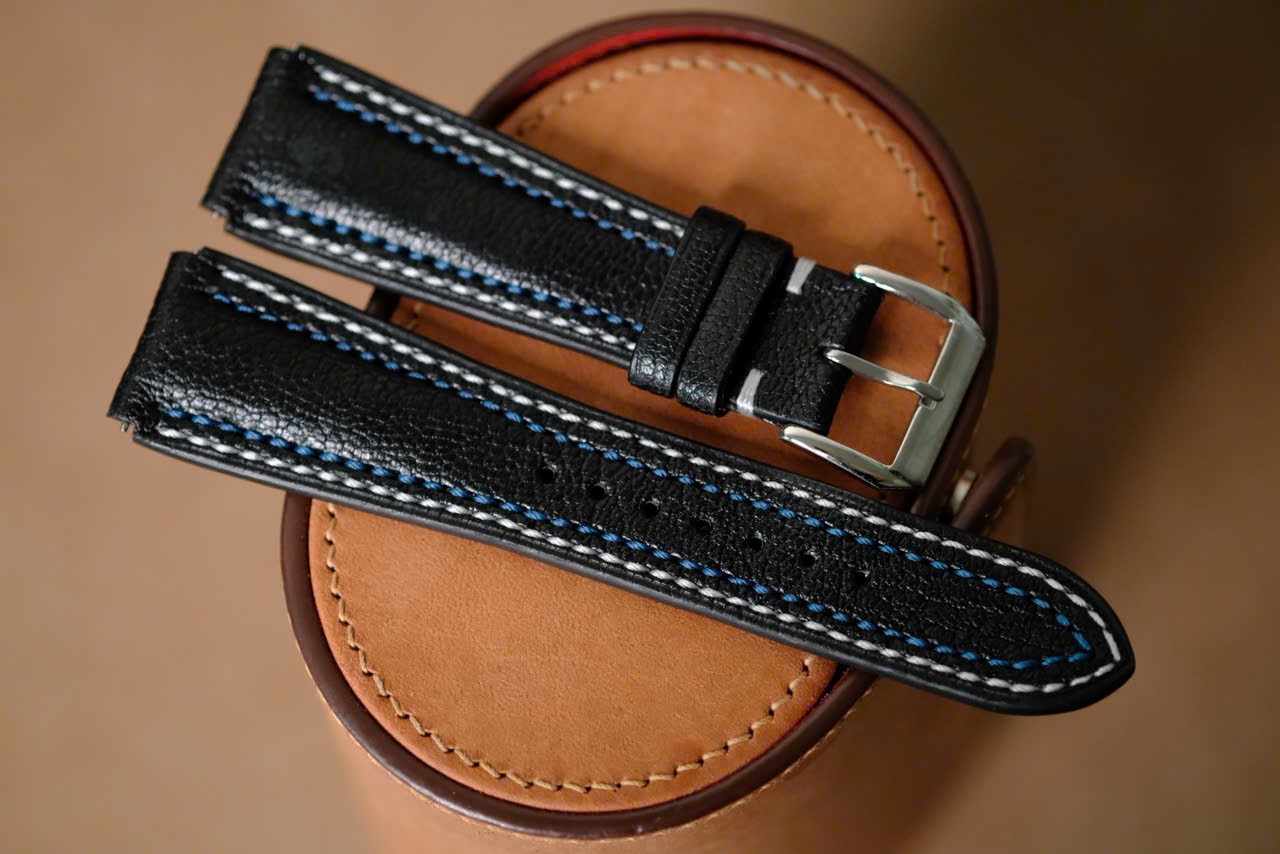 Handmade black watch strap watch band size 20-23-18 (or any size length)