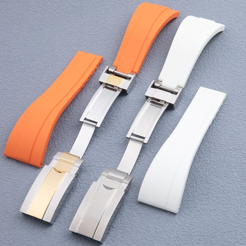 22 mm Curved End Link Soft Rubber Strap Band Fits Tudor Black Bay 41mm