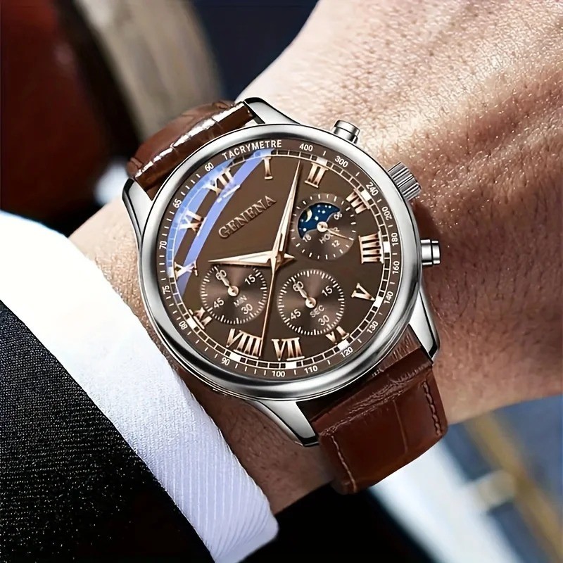 Fashion Men Business Watches Casual Leather Strap Quartz Watch for Men