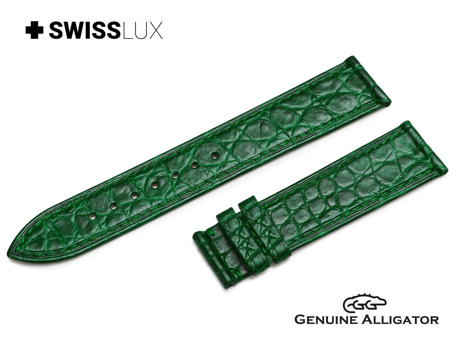 Crocodile Alligator Leather For GLASHUTTE Watch GREEN Strap Band Buckle SQ