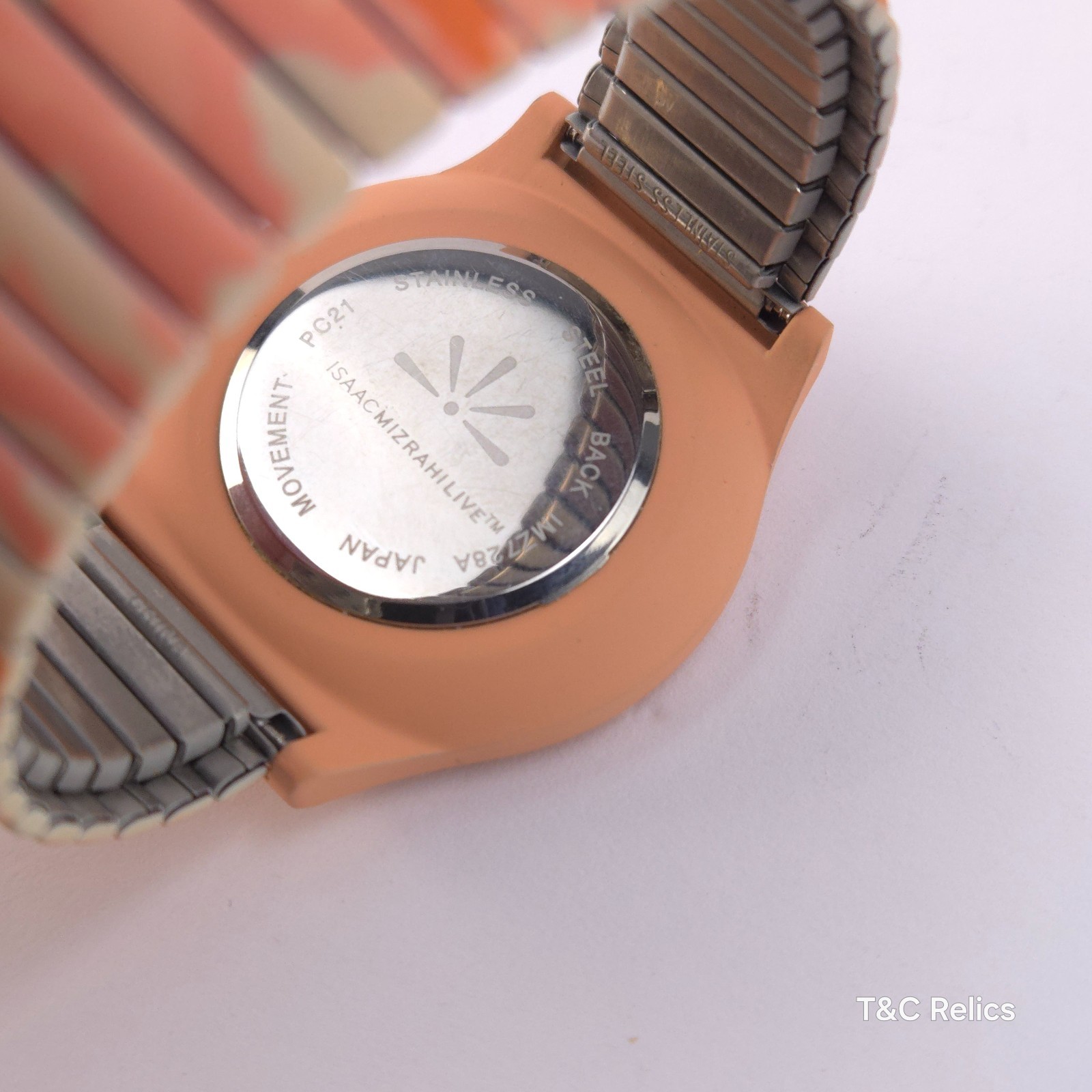 Isaac Mizrahi Live! Women’s Expandable Flex Band Watch Lot Blue & Orange Print