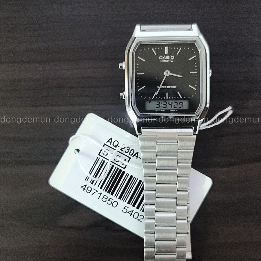 AQ-230A-1D CASIO Watch ORIGINAL Retro Vintage Digital SILVER Black