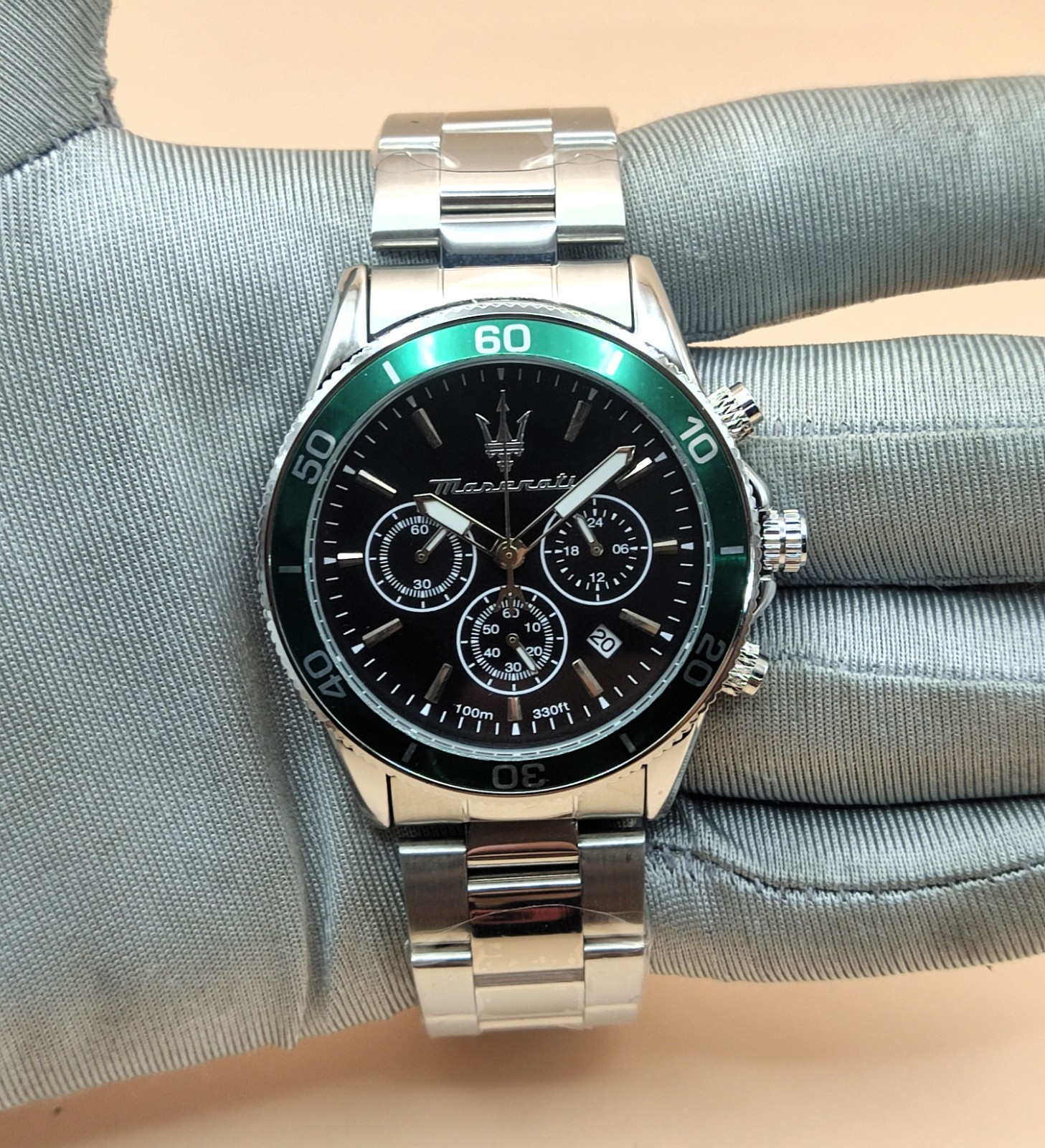 Amazing Maserati Chronograph Black Dial Analog Refurbished Men’s Wrist Watch