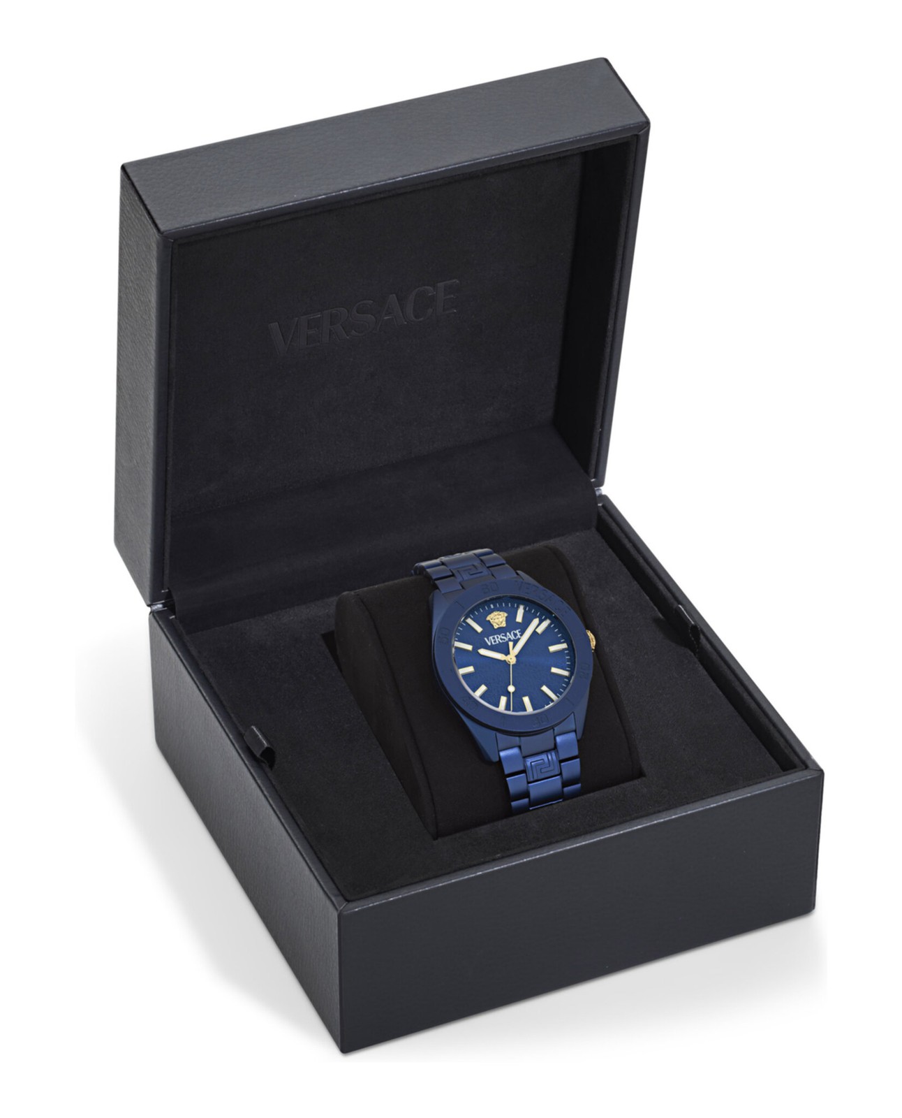 Versace Mens Blue 42mm Bracelet Fashion Watch