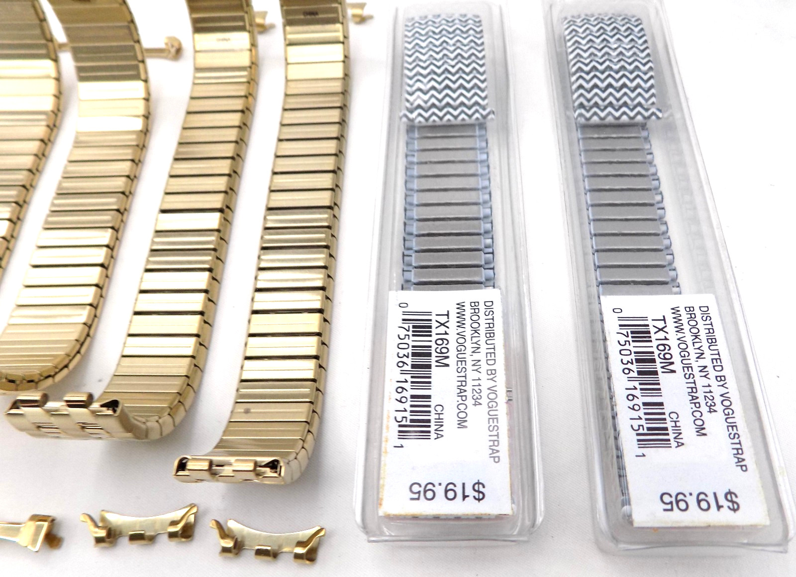 Lot 10 New Mens Stretch Watch Bands Stainless Steel Timex Gold Tone Parts Repair