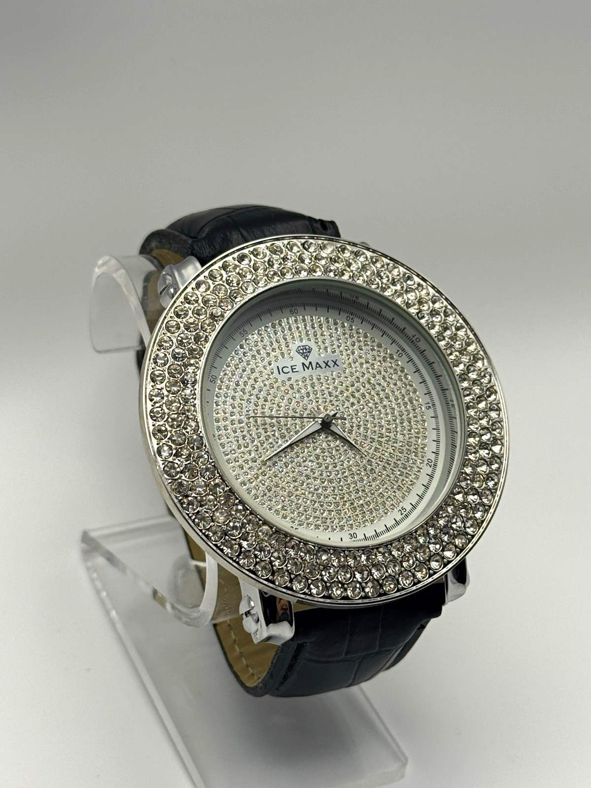 Ice Maxx Iced Out Quartz Watch Brand New Battery Extra Bands & Case Bling Men’s
