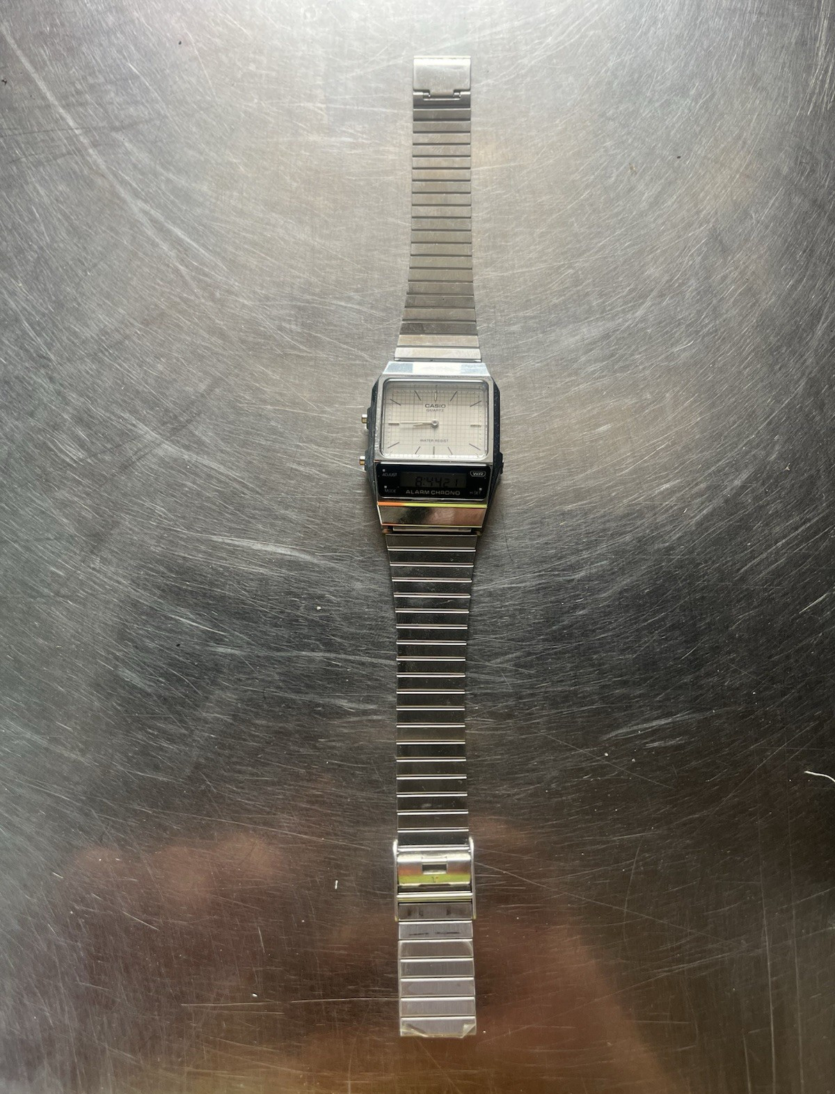 Casio AQ-800 Ana-Digi Quartz Alarm Chronograph SS Silver Bracelet 32mm