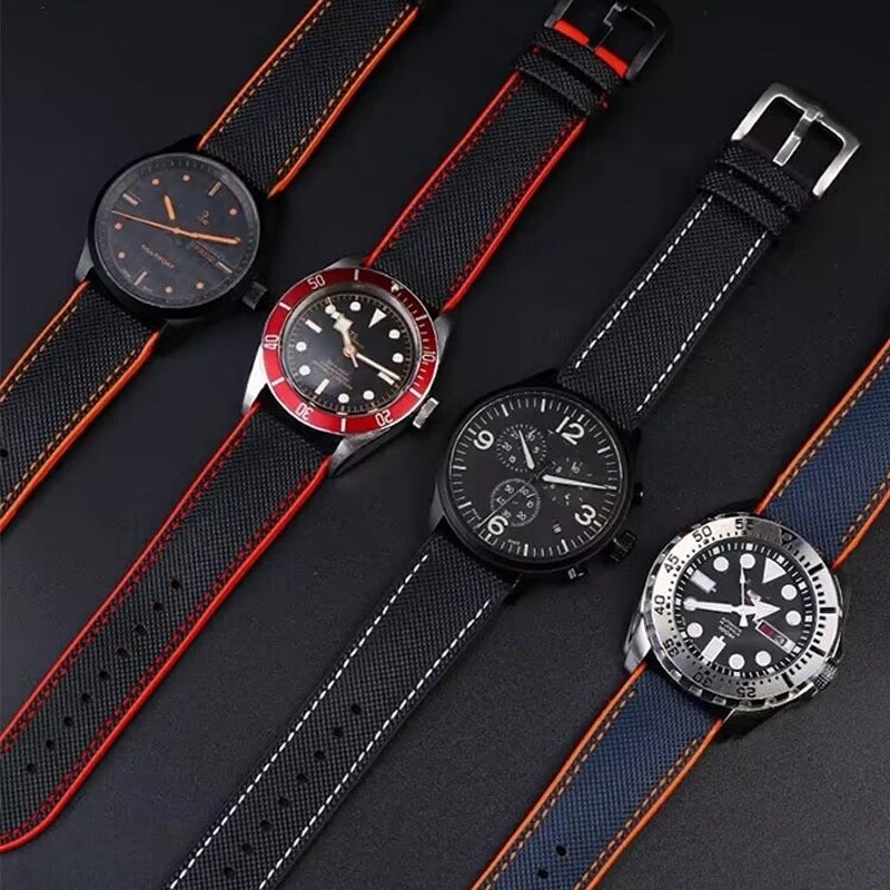 20/22mm Universal Watch Band Nylon Silicone Rubber Watch Strap