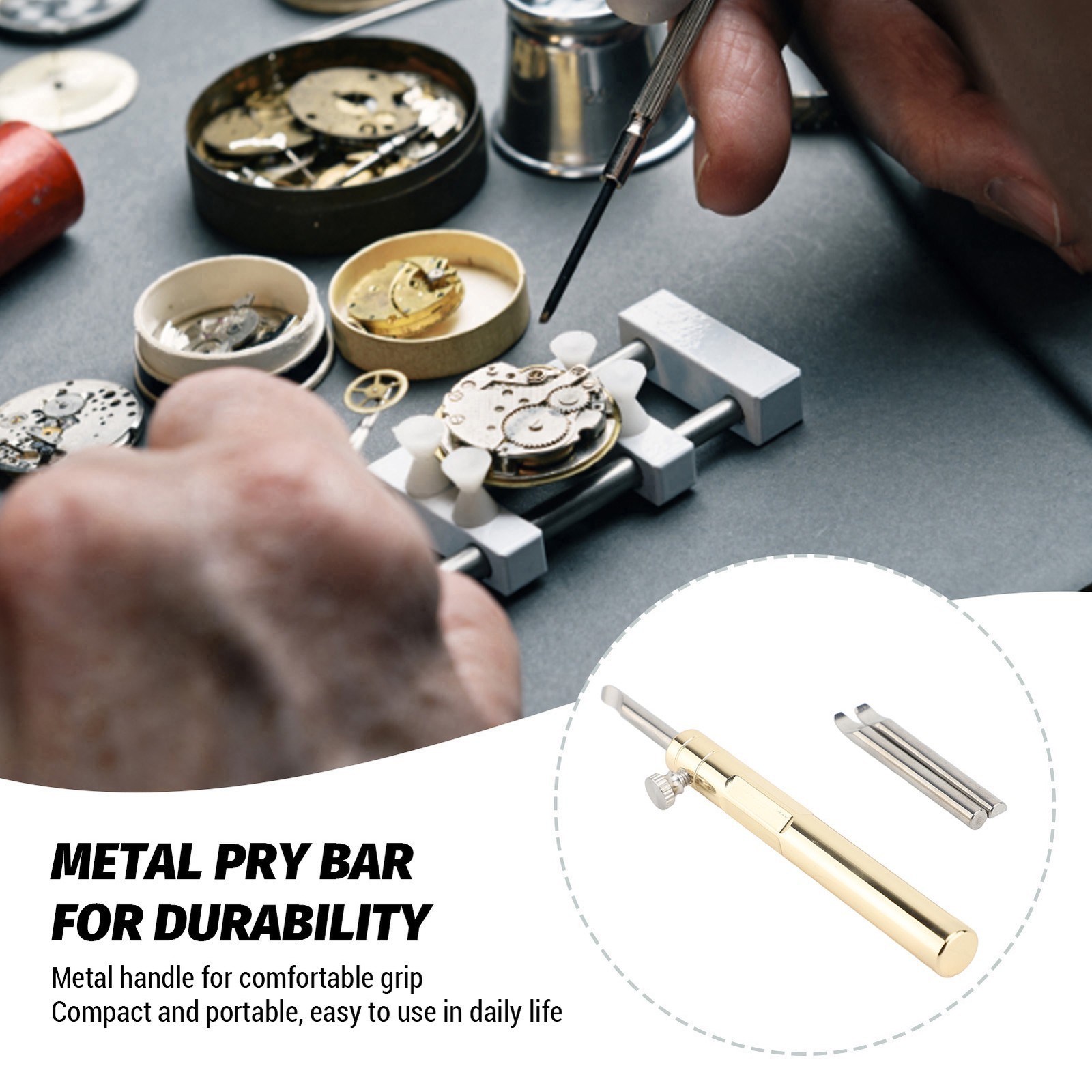 Watch Back Cover Opener Tool ABS Handle Metal Pry Bar Battery Remover Repair