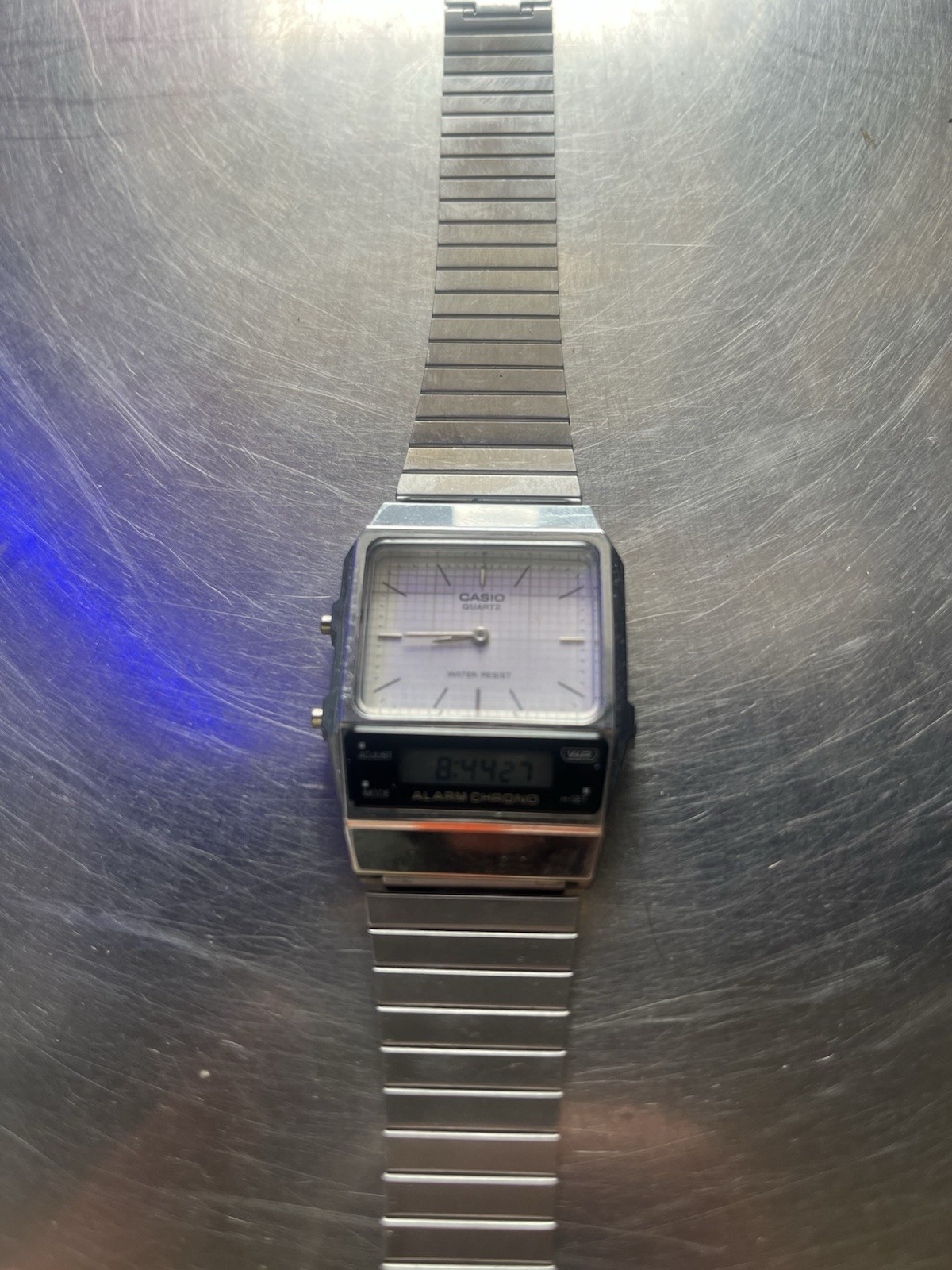 Casio AQ-800 Ana-Digi Quartz Alarm Chronograph SS Silver Bracelet 32mm