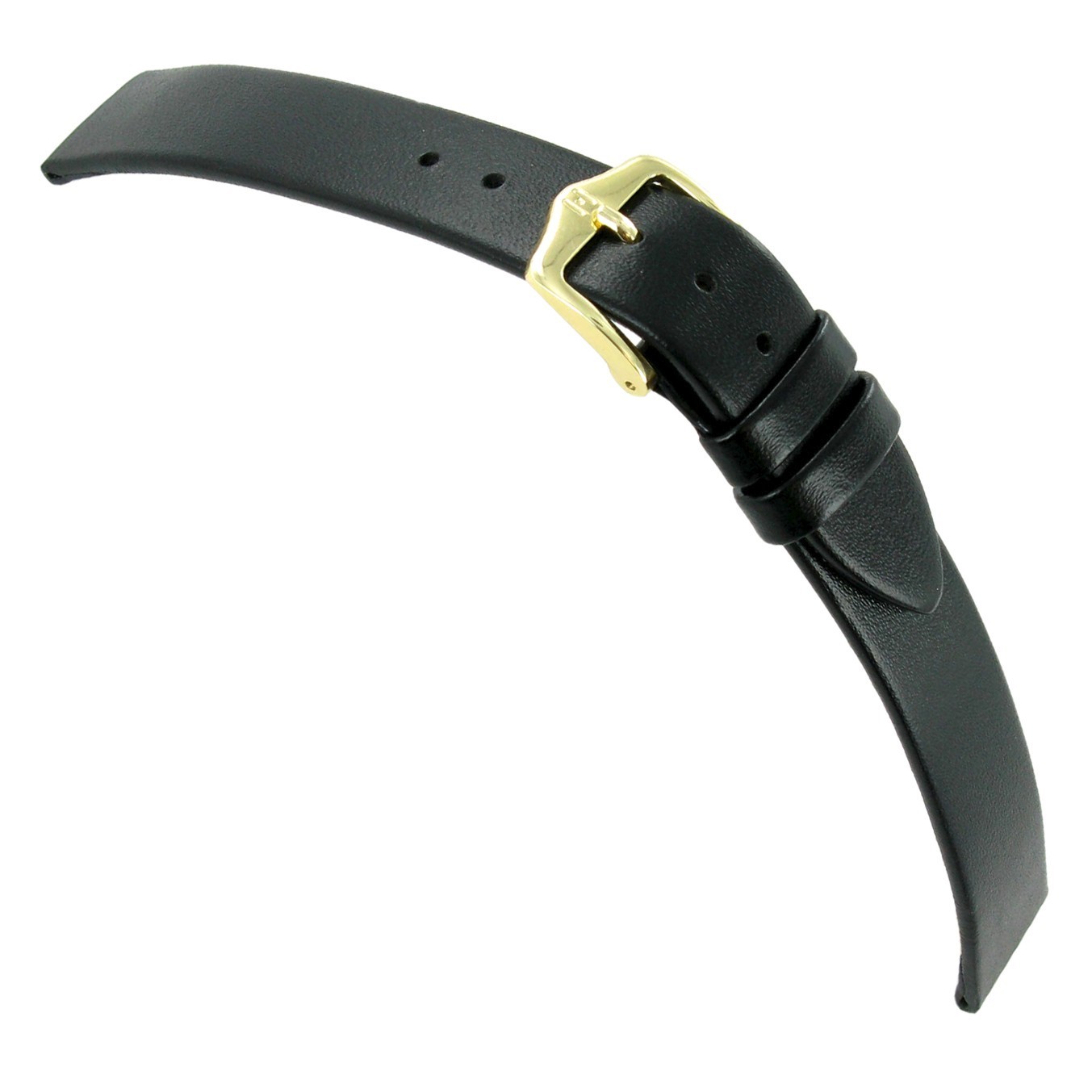 16mm Hirsch Diamond Calf Smooth Black Leather Flat Unstitched Watch Band SHORT