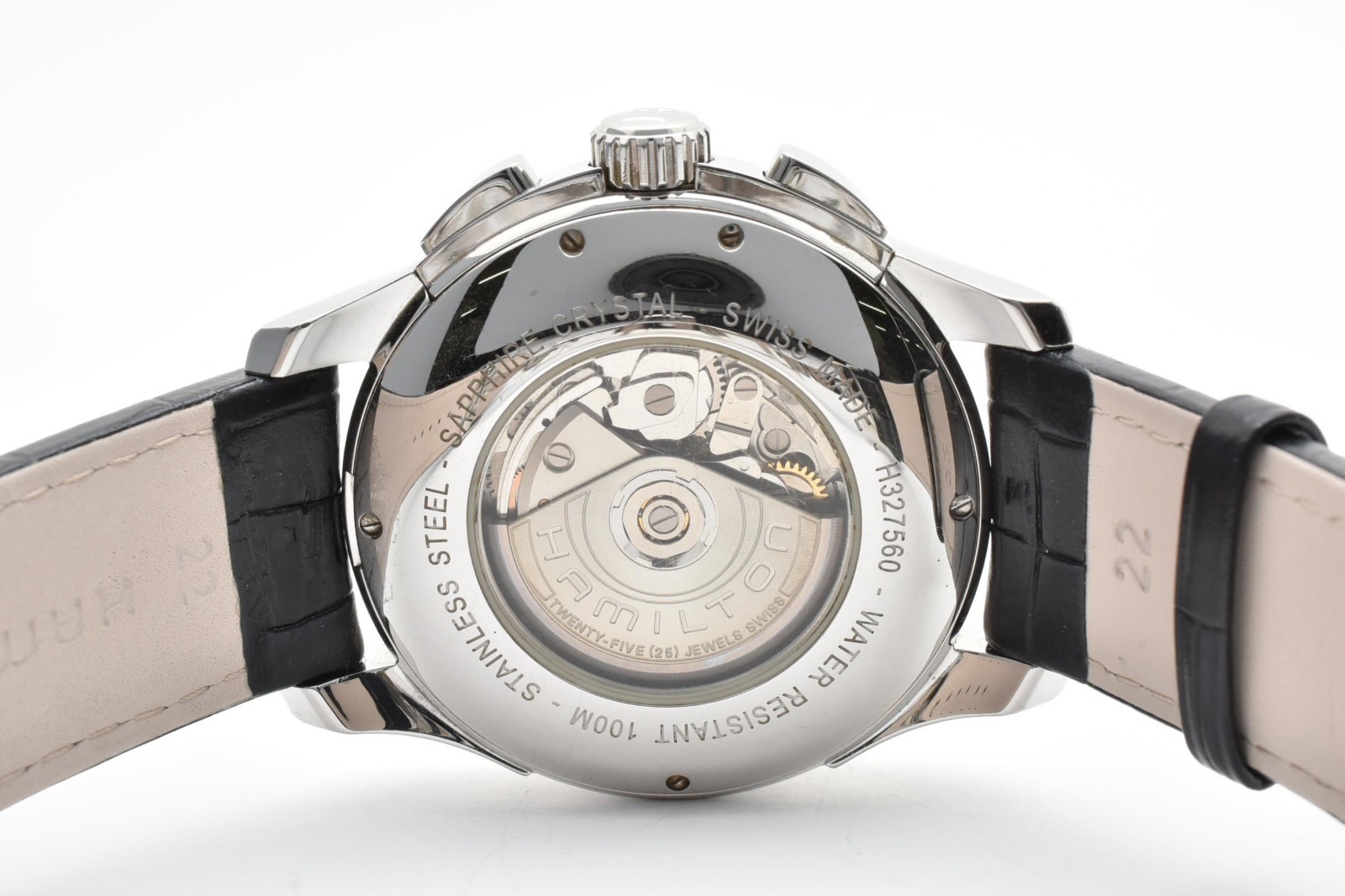 HAMILTON Jazzmaster Open Secret Chronograph AT H327560 Men’s Watch White Dial JP