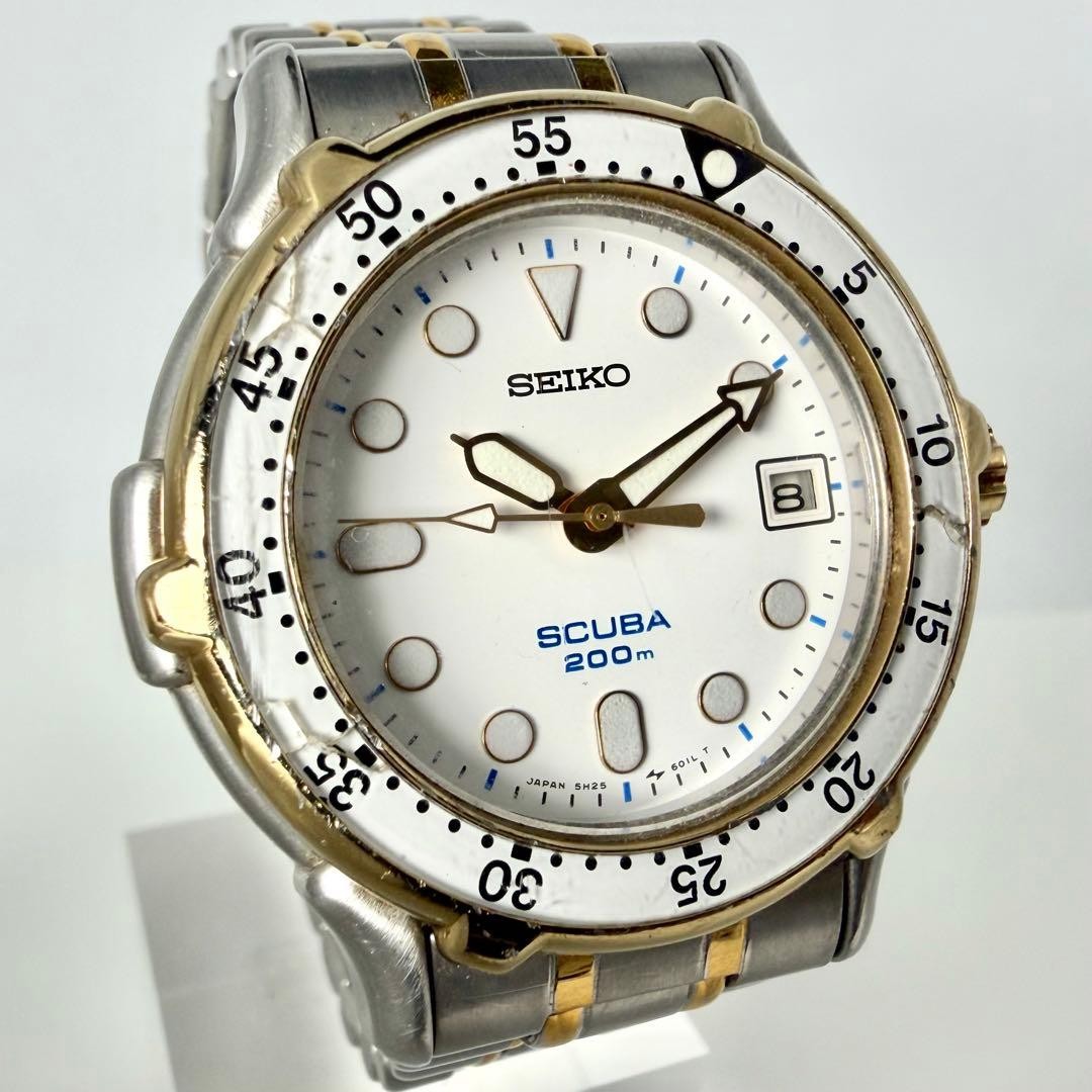New Battery Working SEIKO Scuba Divers 5H25 6020 Wristwatch