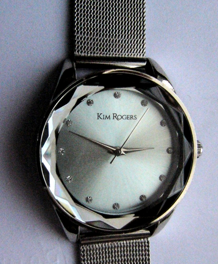 Women’s KIM ROGERS Rose Gold Gem Cut Crystal Face Quartz Watch With Diamond!