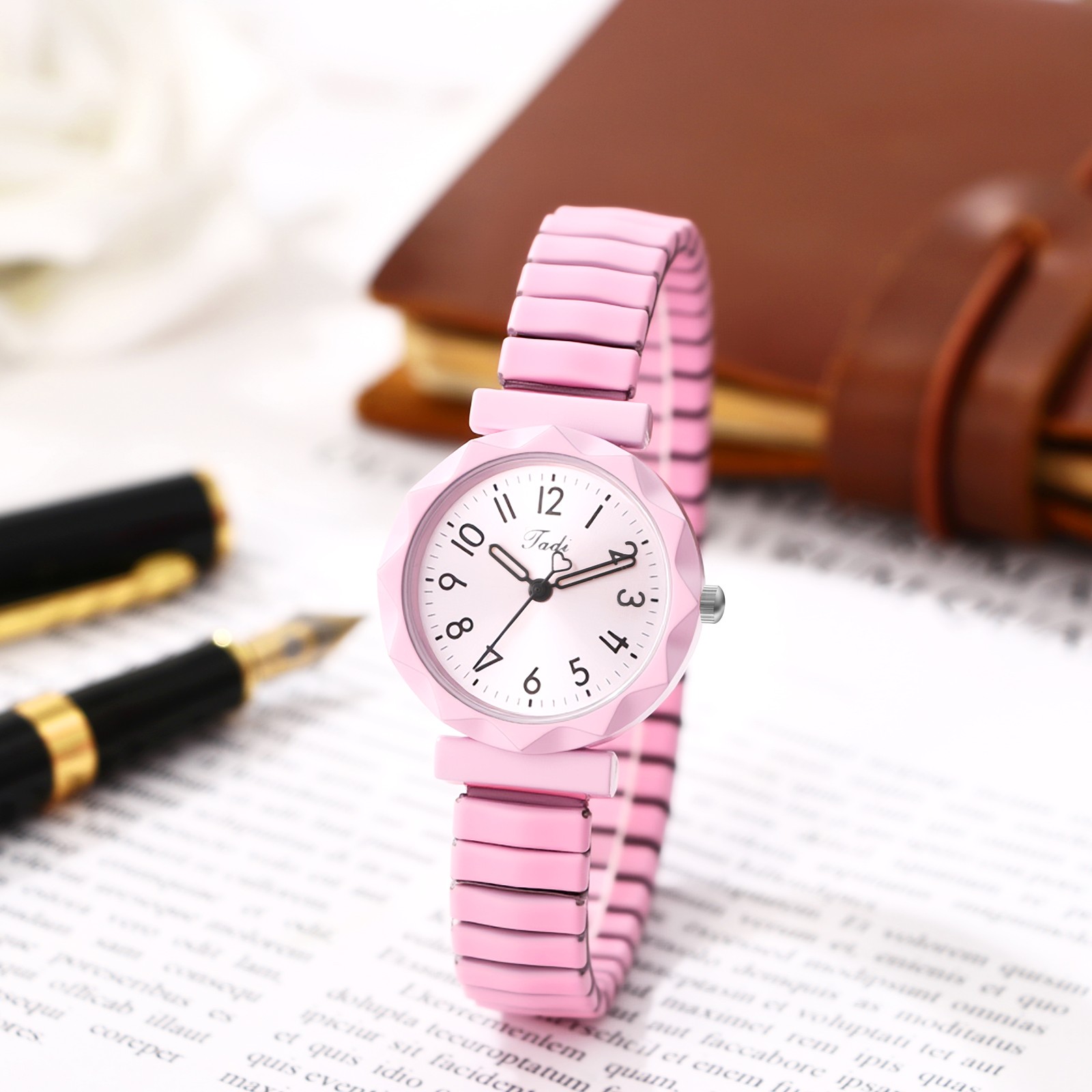 Women Teens Small Dial Quartz Watch Bohemia Elastic Stretch Band Bracelet