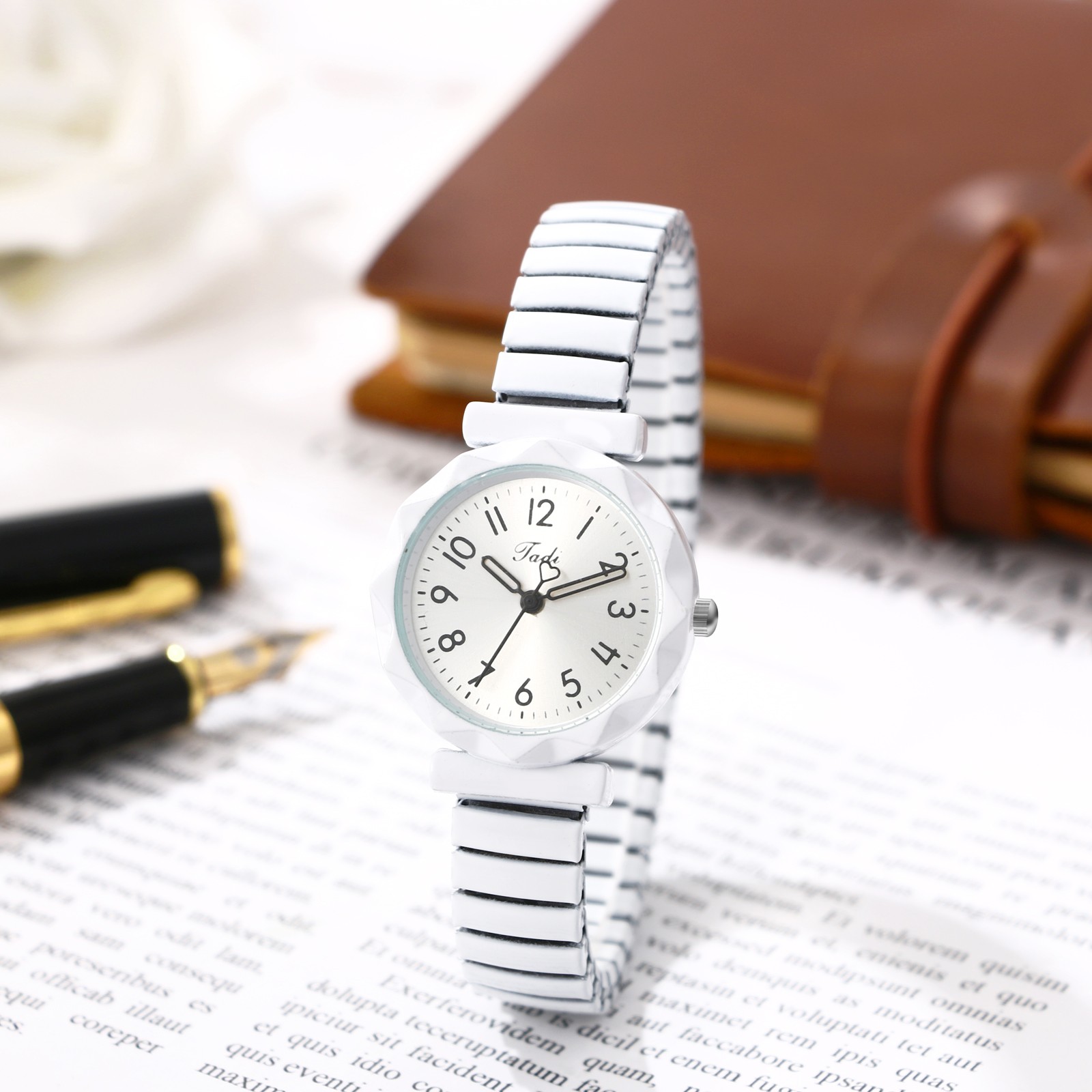 Women Teens Small Dial Quartz Watch Bohemia Elastic Stretch Band Bracelet