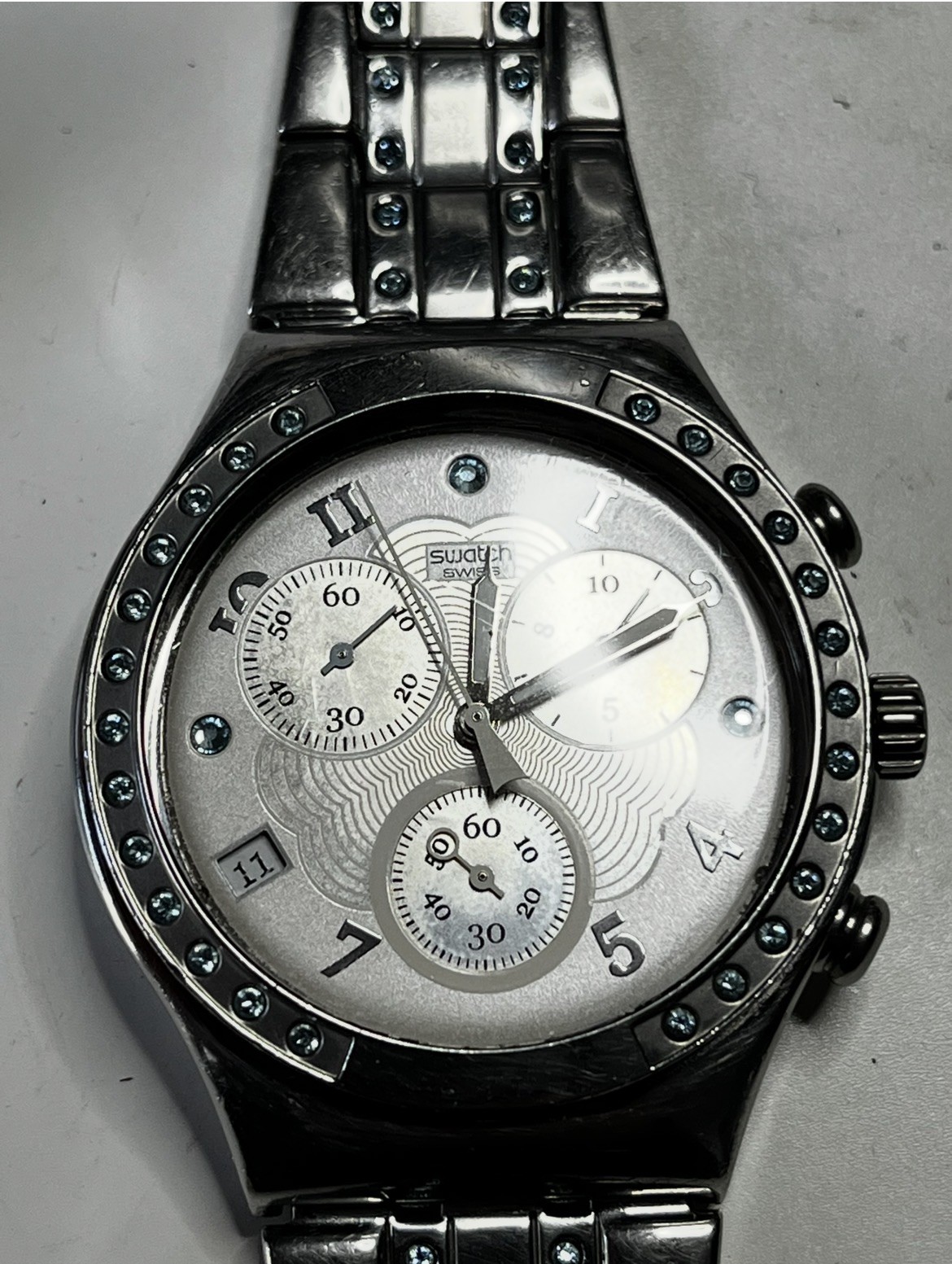 Vintage 2007 Swatch Irony Chrono Pastel Wings YCS497G Swiss Quartz Watch